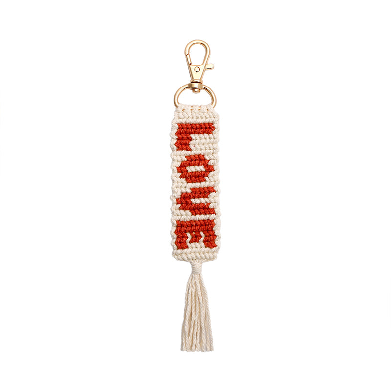 Wholesale Boho Braided Tassel Hand Made Alphabet Keychain Valentine's Day OLY-KC-JM004